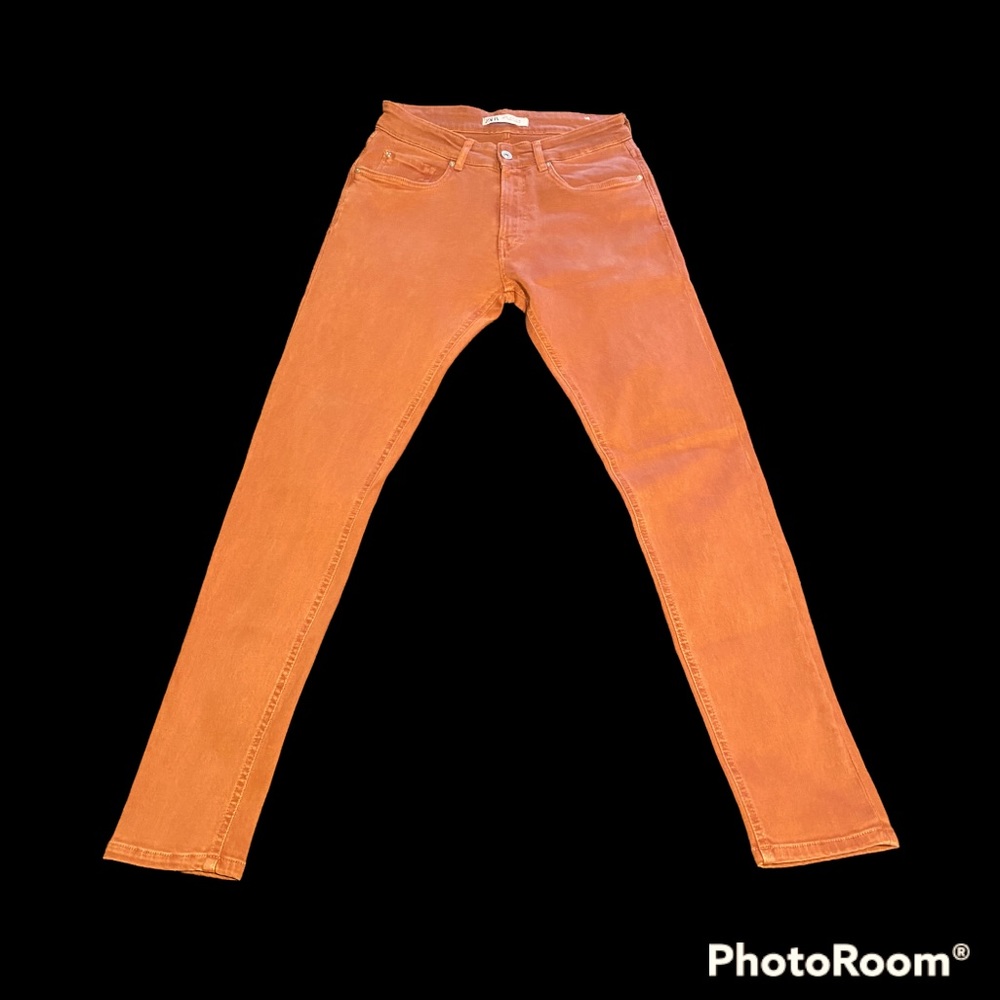 ZARA MEN Vintage Slim Fit Denim Skinny Jean in Ginger/Rust (Size 30)